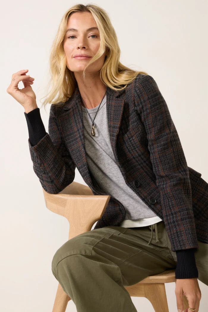 The Plaid City Blazer - Navy Multi Plaid-Favorite Daughter-Happy on Main