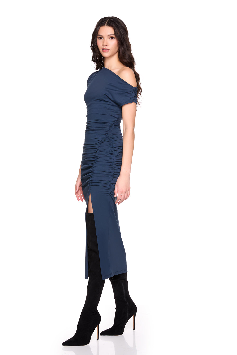One Arm Midi Dress-Casual Dresses-Happy on Main