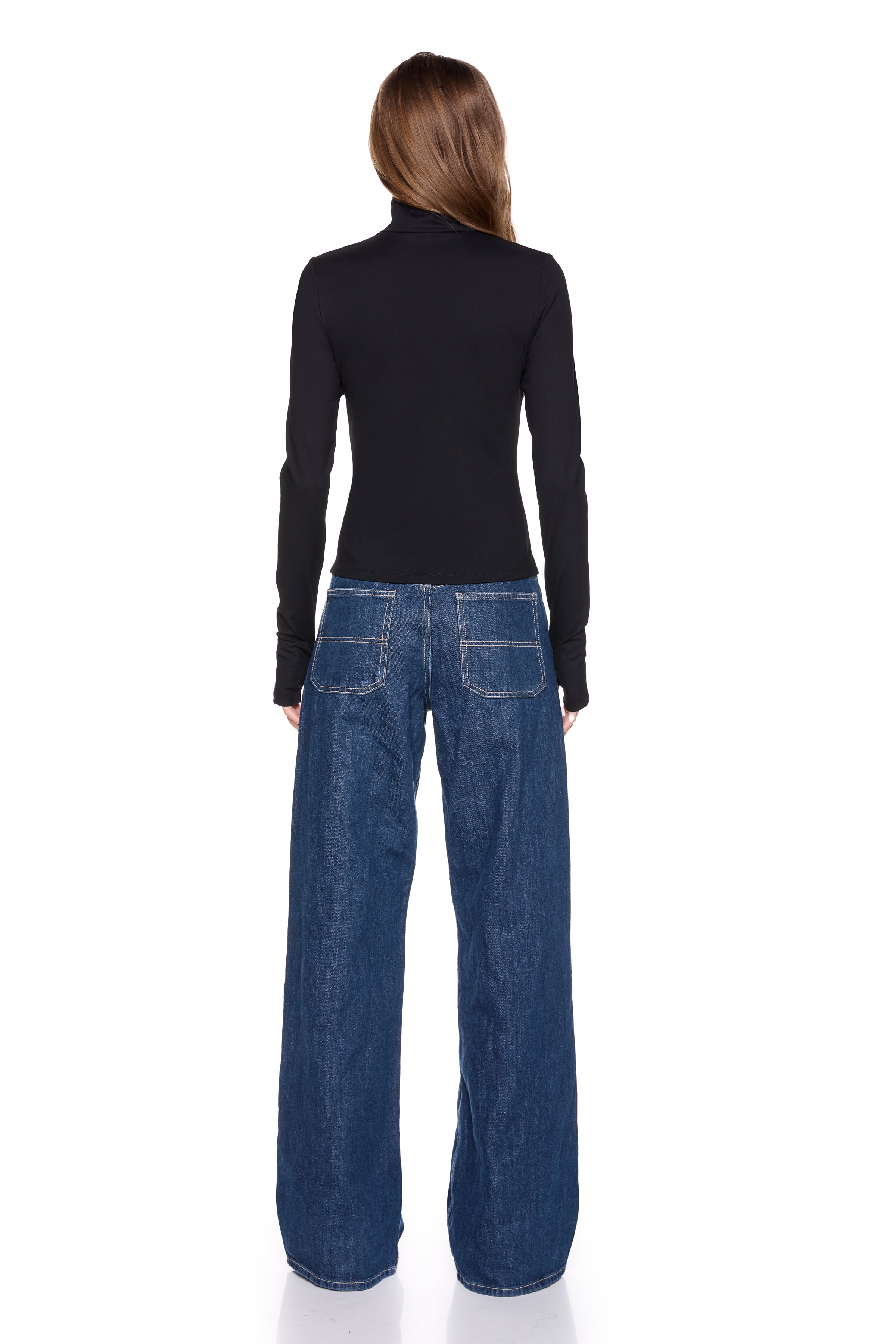 Mock Neck Thumb Hole LS-Casual Tops-Happy on Main