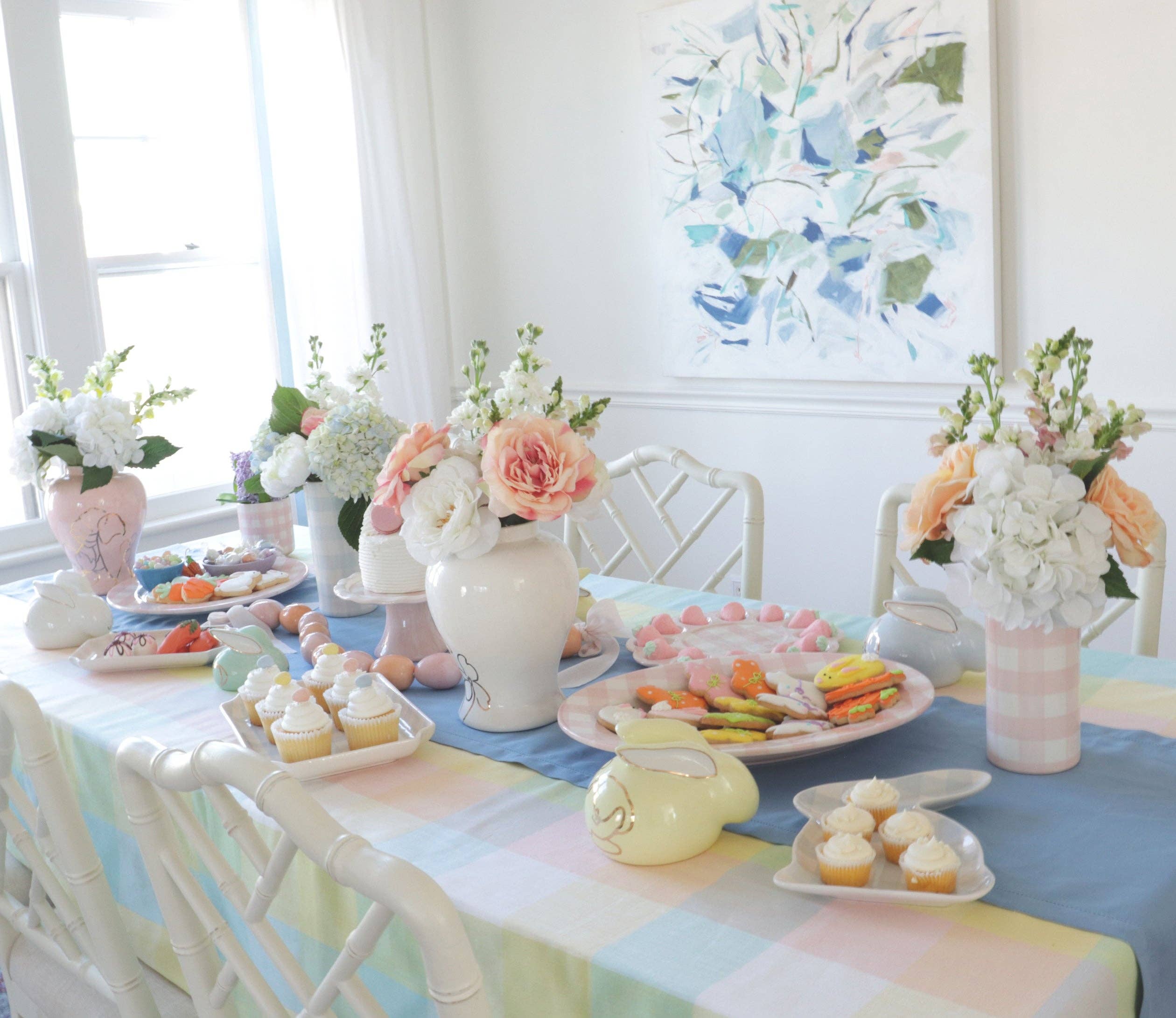 Gingham Column Vase-Home Decor-Happy on Main
