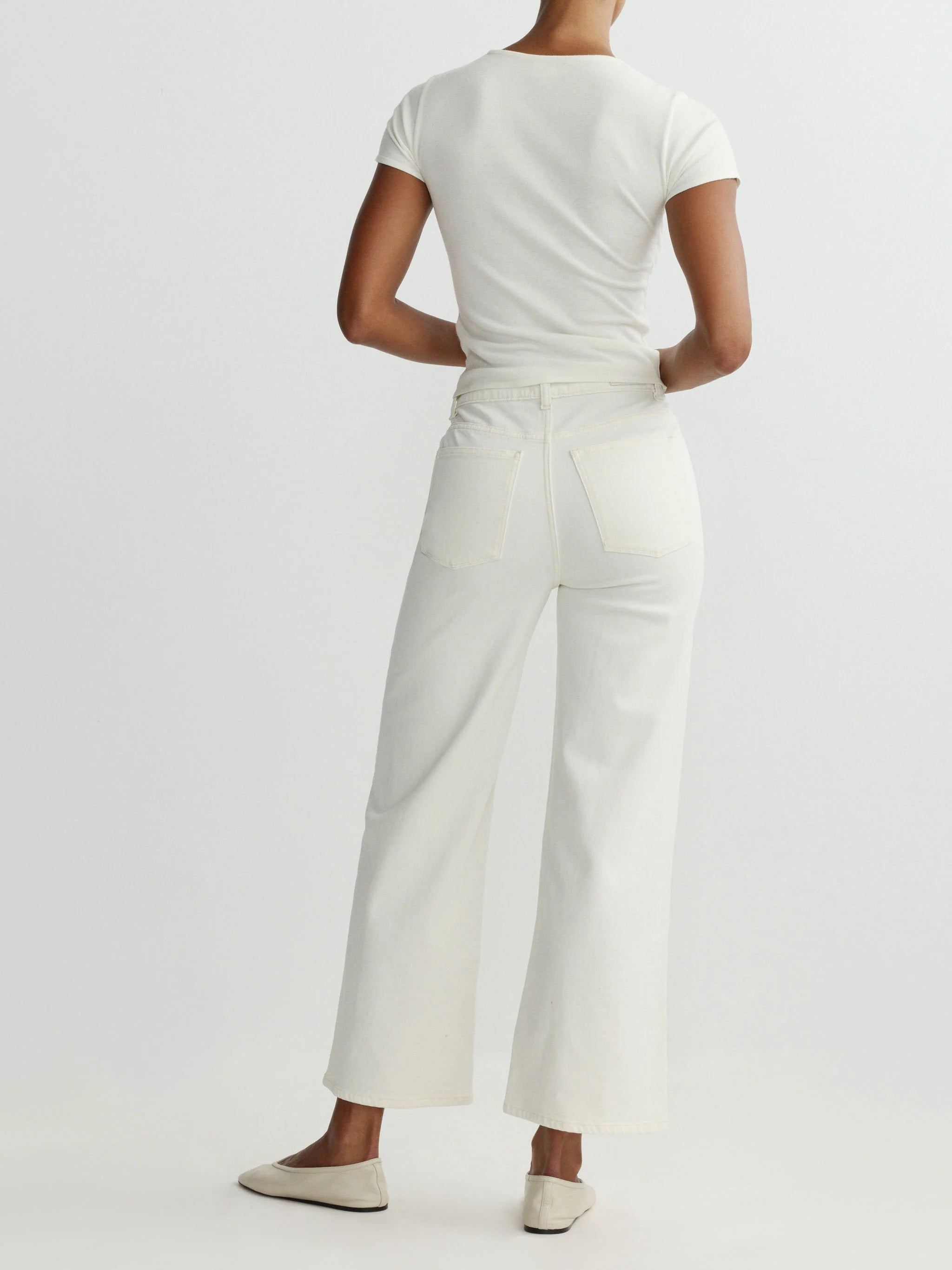 Hepburn Wide Leg High Rise Ankle - Eggshell-DL1961-Happy on Main