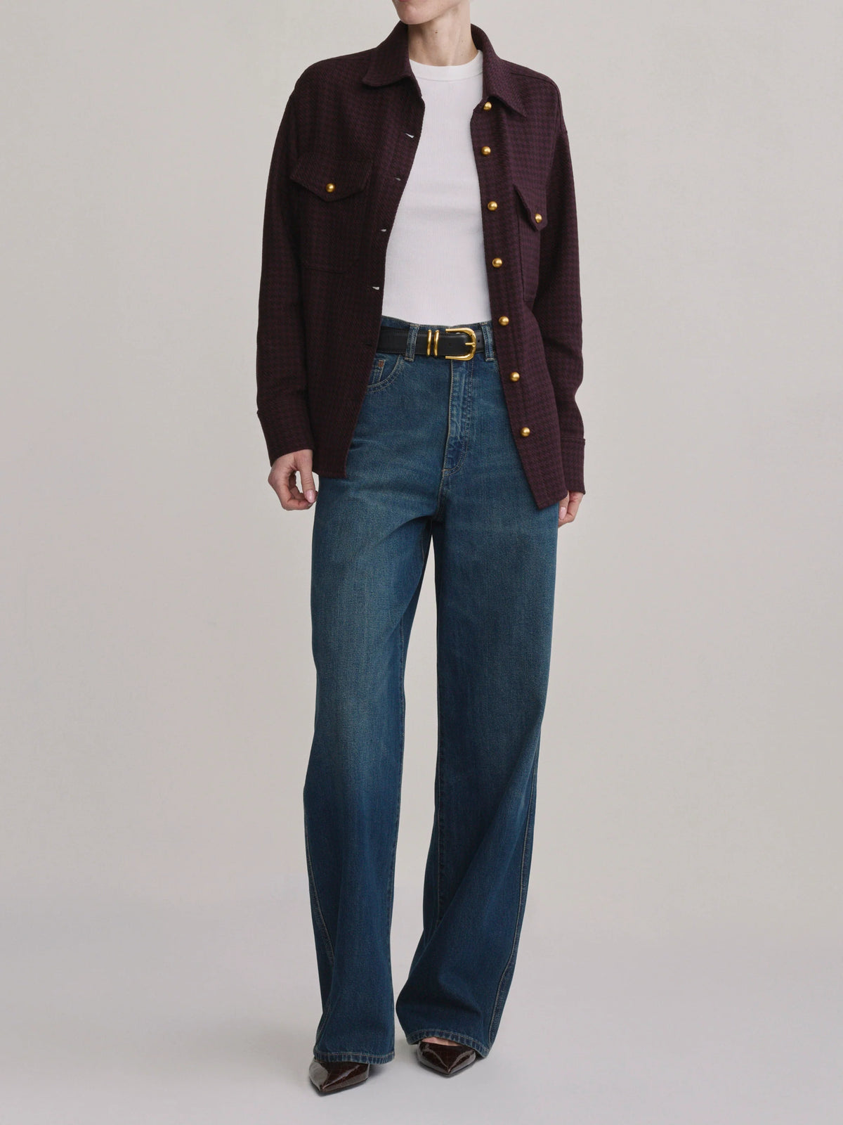 Addison Overshirt - Malbec Houndstooth-DL1961-Happy on Main