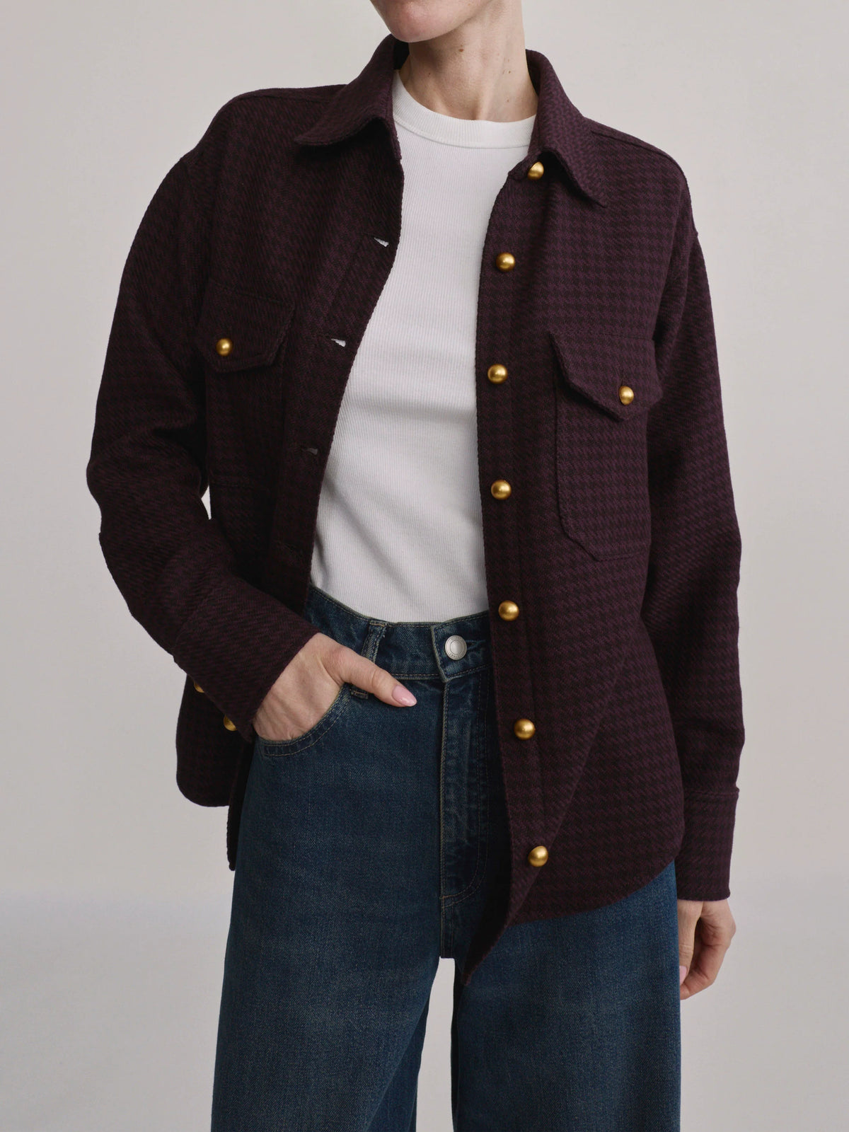 Addison Overshirt - Malbec Houndstooth-DL1961-Happy on Main