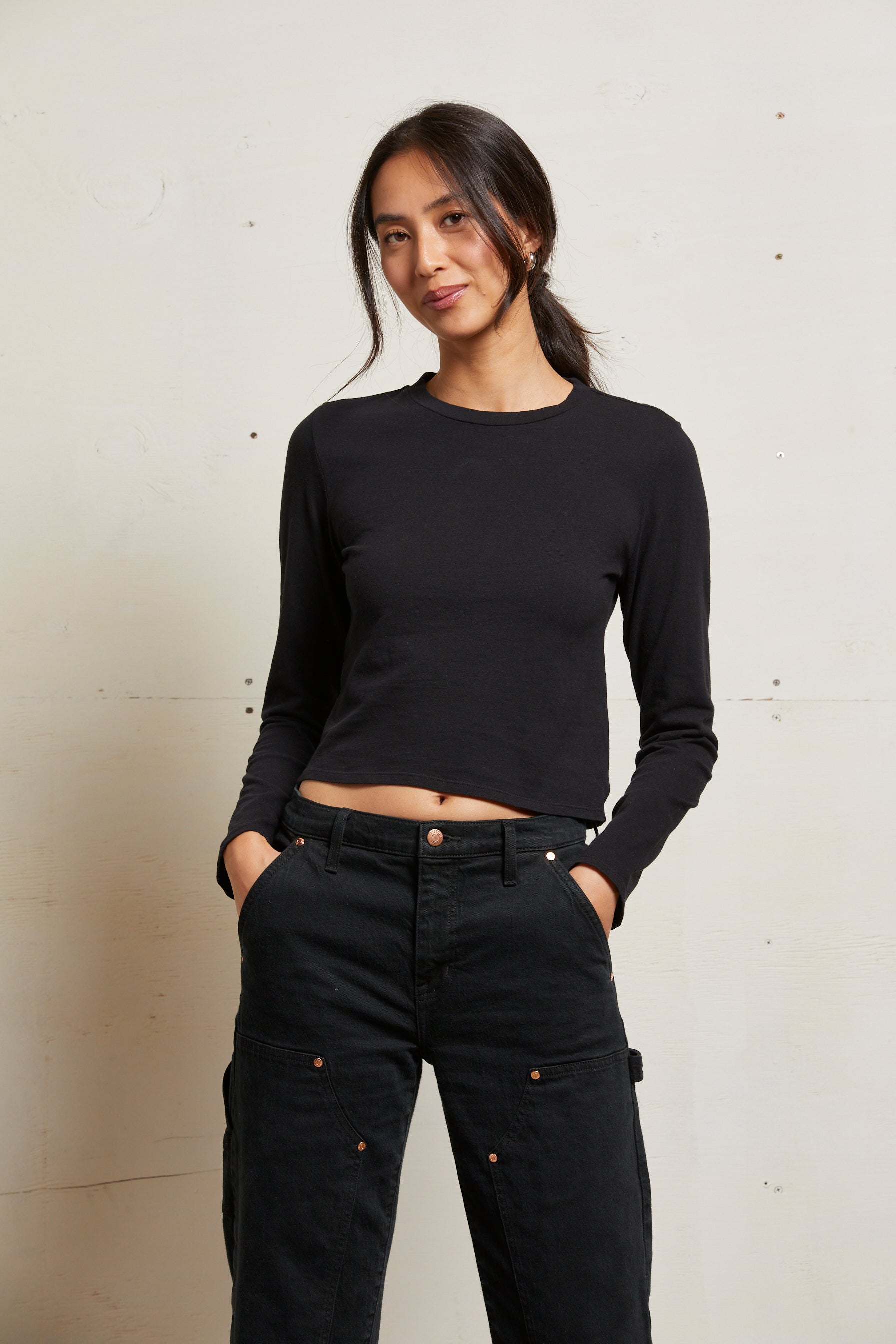 Jamie Recycled Cotton Long Sleeve-Casual Tops-Happy on Main