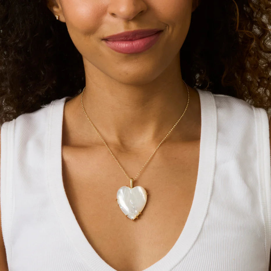 LOVE Carry Your Heart Pendant in Mother of Pearl - Mother of Pearl / 18" Drawn Link Chain-Jane Win-Happy on Main