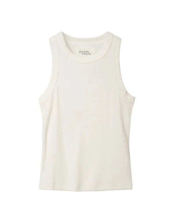 Knoxville Ribbed Tank - White-Maison Wheat-Happy on Main