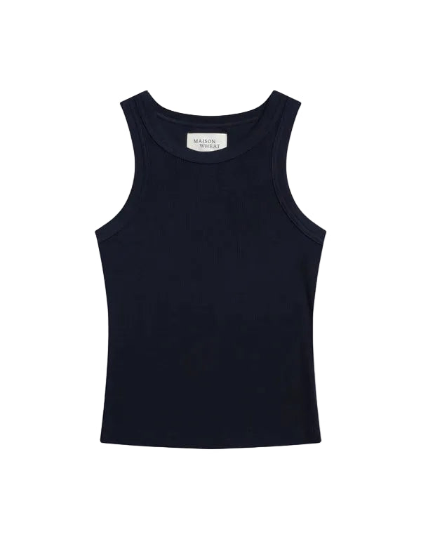 Knoxville Ribbed Tank - Navy-Maison Wheat-Happy on Main