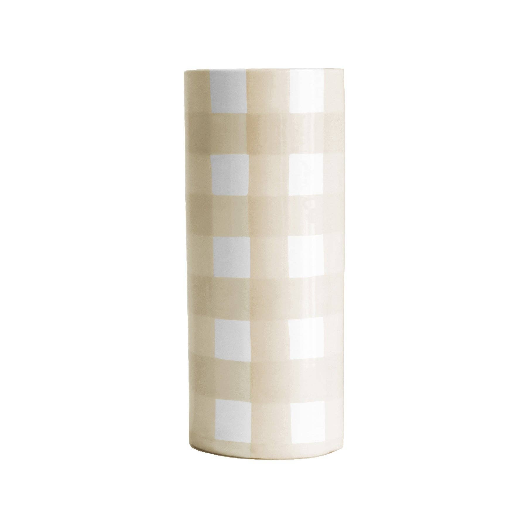 Gingham Column Vase-Home Decor-Happy on Main