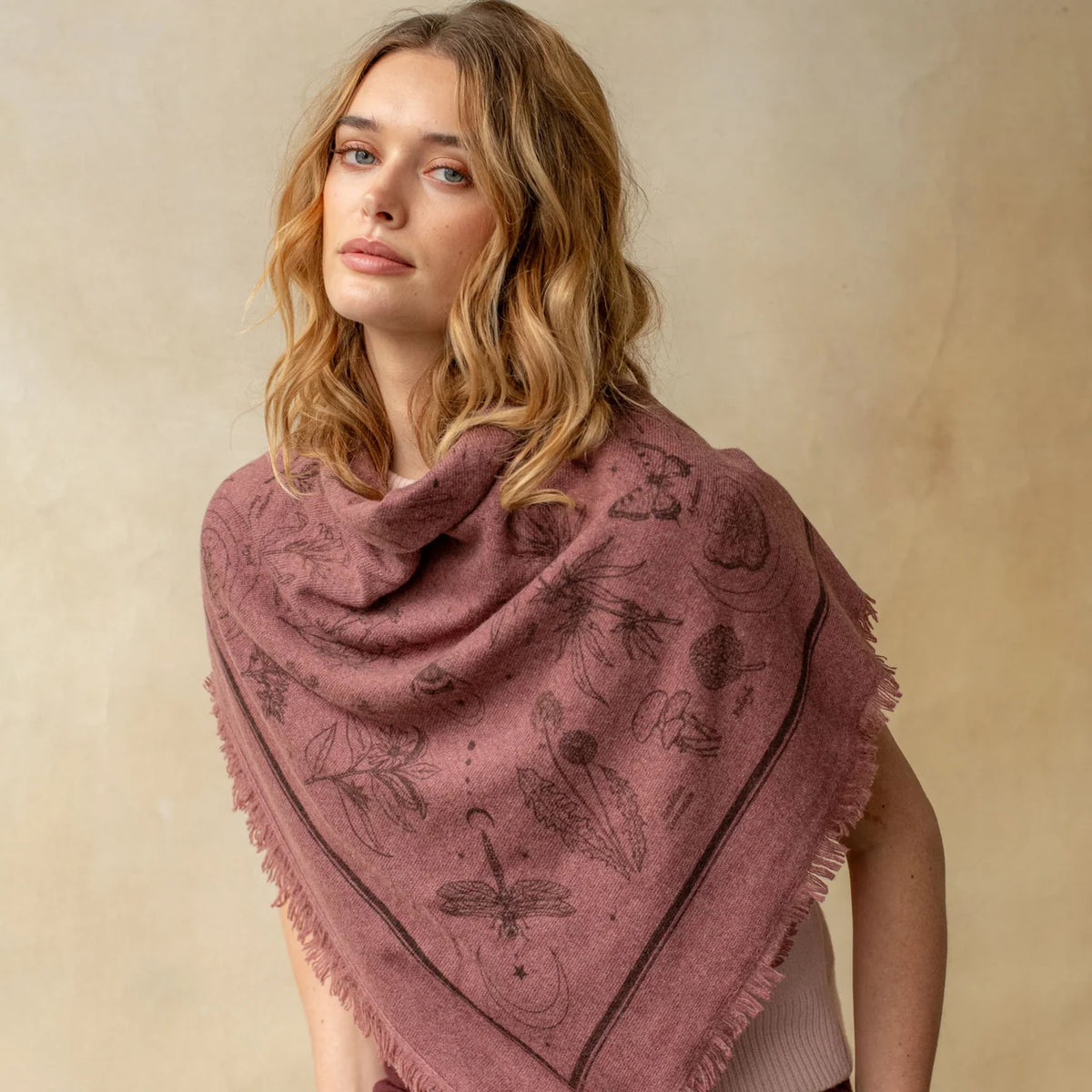 Gaia Cashmere Bandana - Mauve/Brown-Freya-Happy on Main