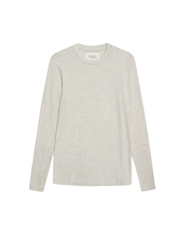Chicago Ribbed Long Sleeve - Heather Ash-Maison Wheat-Happy on Main