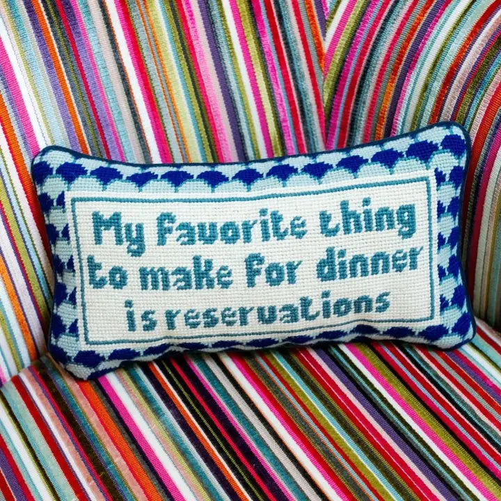 Reservations Needlepoint Pillow-Home Decor-Happy on Main
