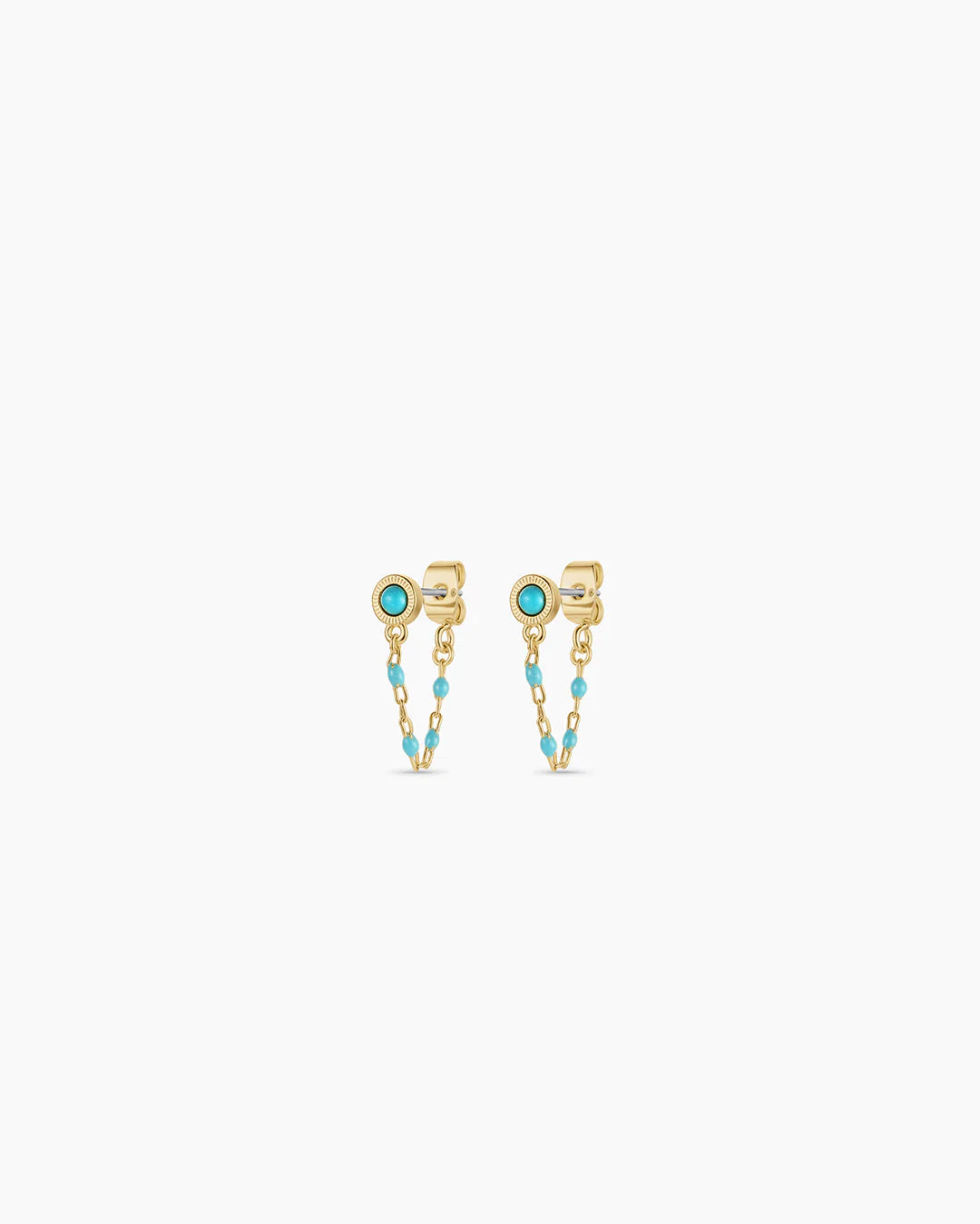 Turquoise Capri Chain Huggies - Gold-Gorjana-Happy on Main