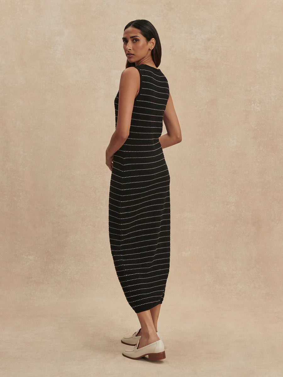 Beesley Stitch Knit Midi Dress - Black-Varley-Happy on Main