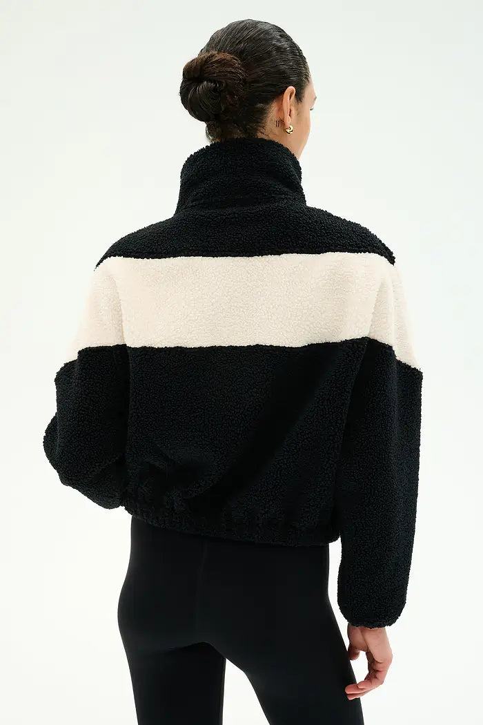 Lottie Chevron Sherpa Full Zip Jacket - Black/Creme-Splits59-Happy on Main