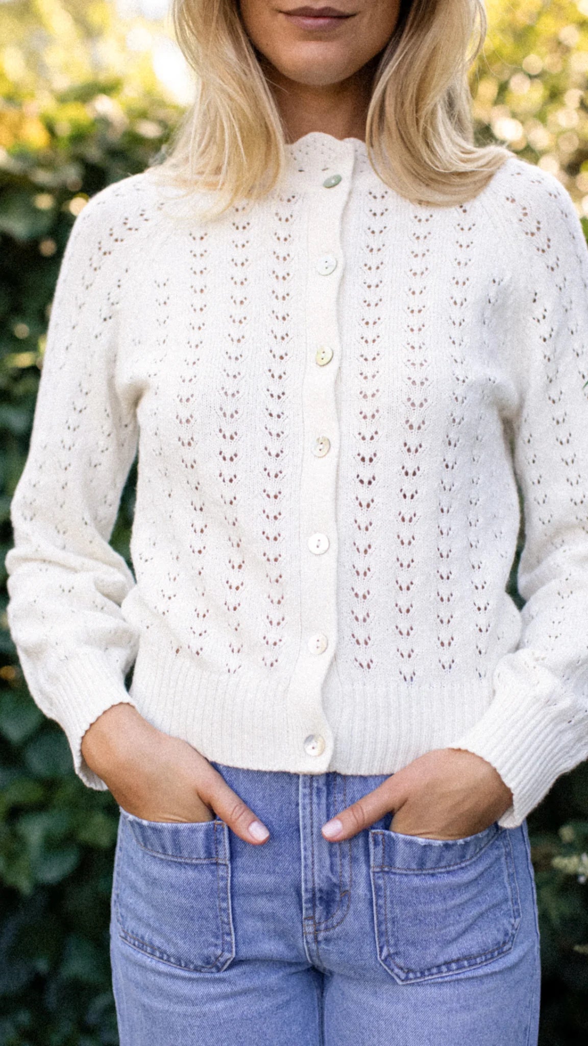 Lucy Pointelle Cardigan - Ivory-Marea-Happy on Main