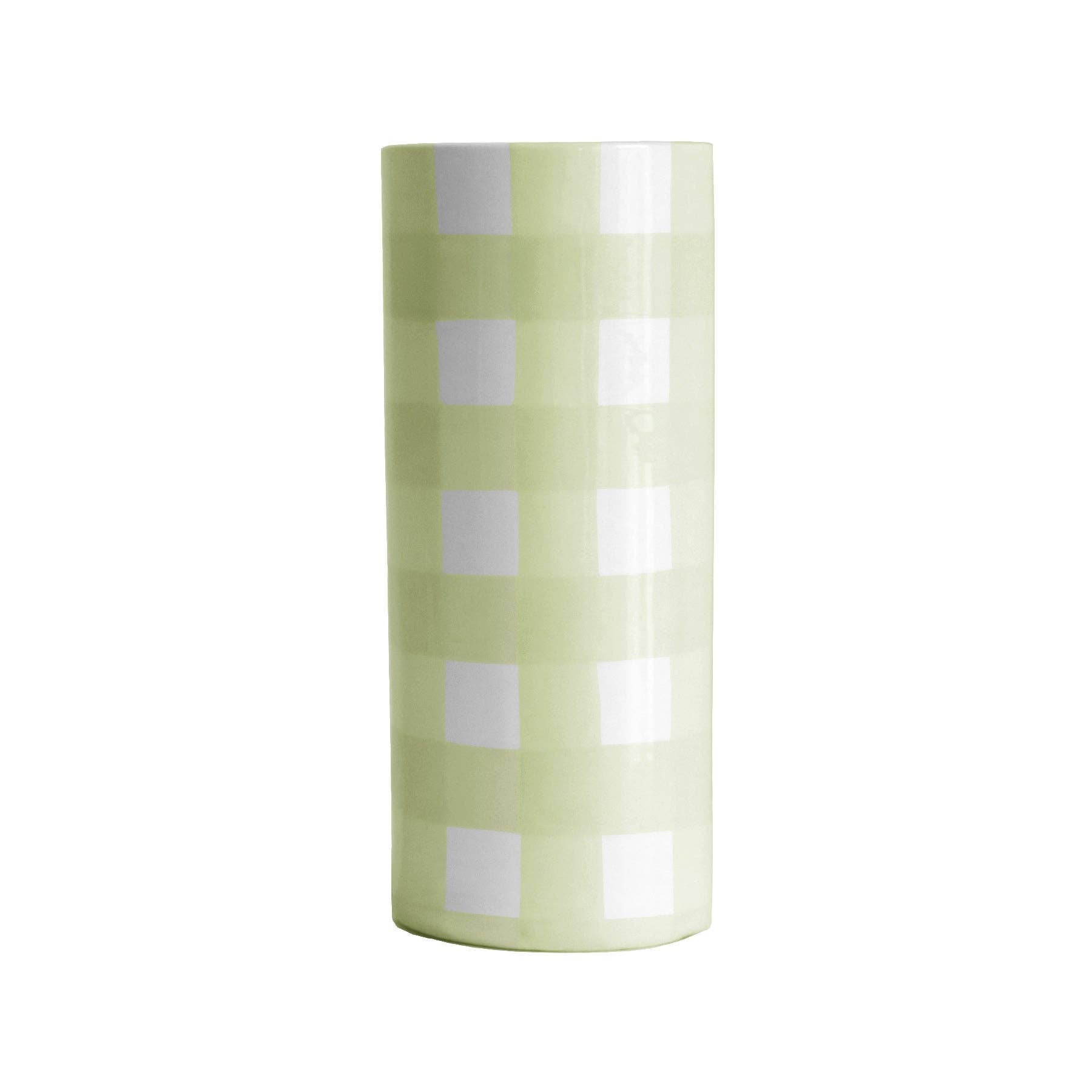 Gingham Column Vase-Home Decor-Happy on Main