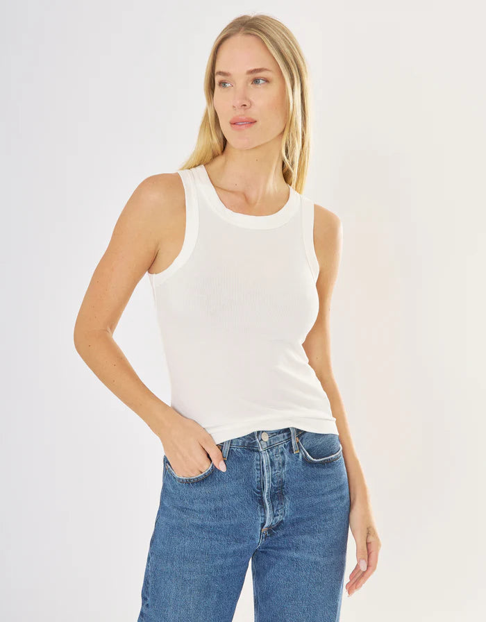 Knoxville Ribbed Tank - White-Maison Wheat-Happy on Main
