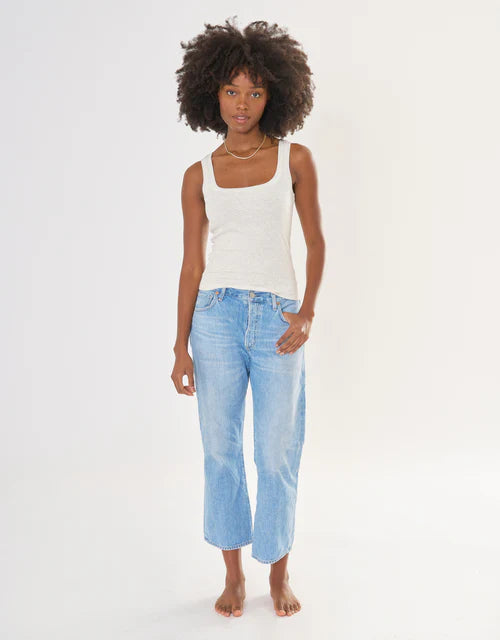 Franklin Square Neck Tank - Heather Ash-Maison Wheat-Happy on Main