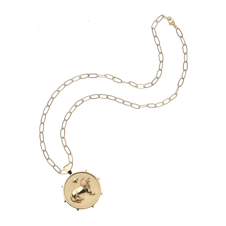 COURAGE JW Original Pendant Coin - Gold / 18" Drawn Link Chain-Jane Win-Happy on Main