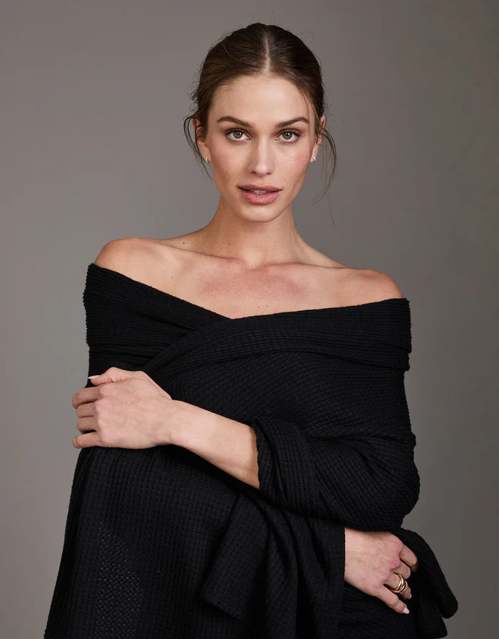 Big Sky Wrap - Black-Maison Wheat-Happy on Main