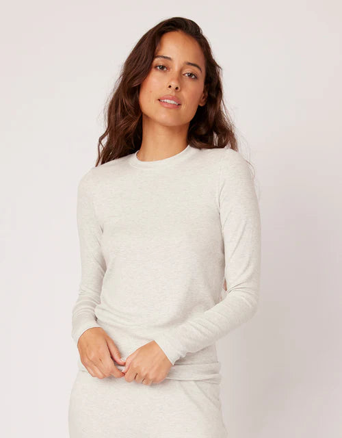 Chicago Ribbed Long Sleeve - Heather Ash-Maison Wheat-Happy on Main