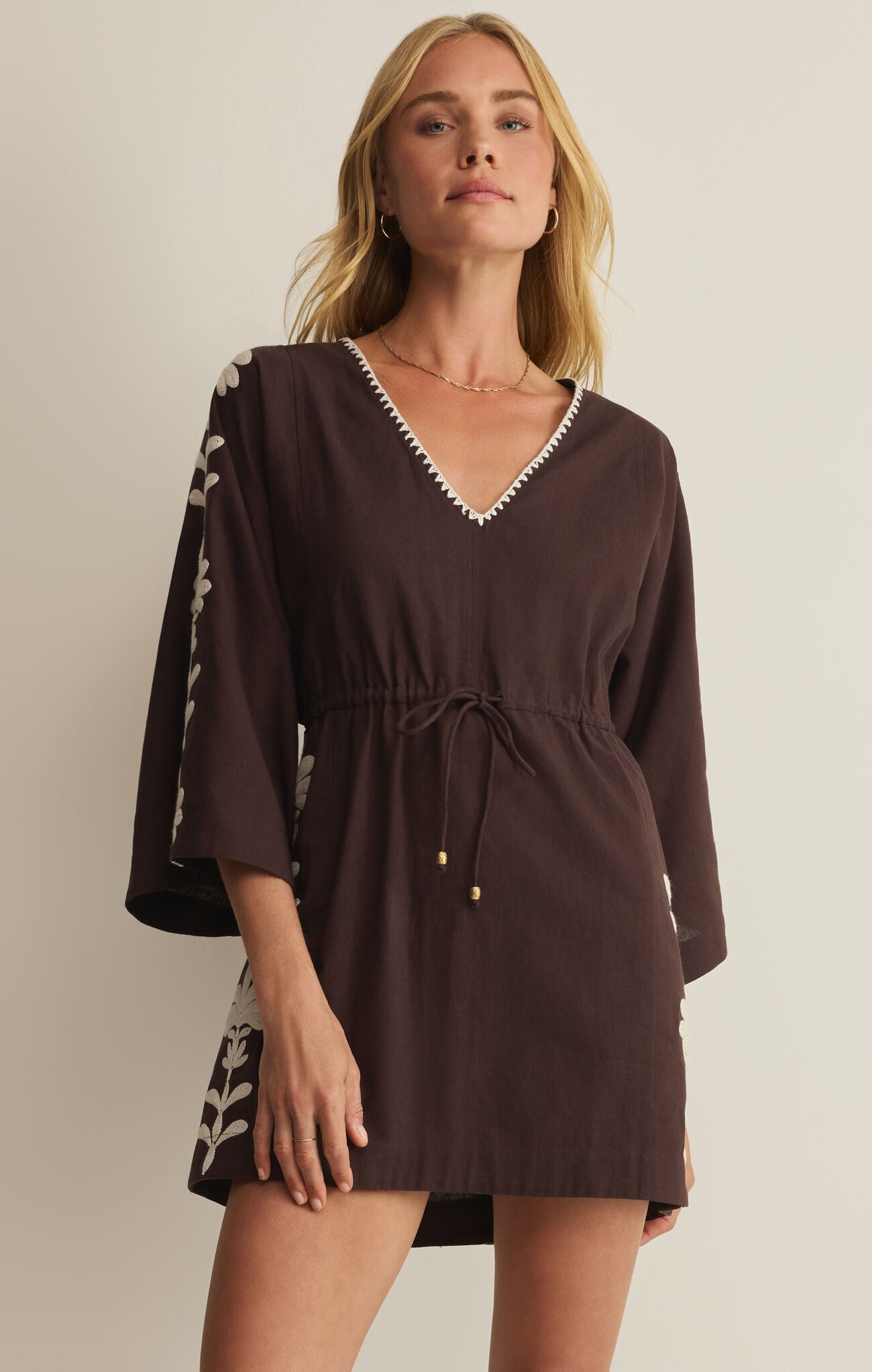 Whispering Palms Cover Up - Chocolate Cherry-Z Supply-Happy on Main
