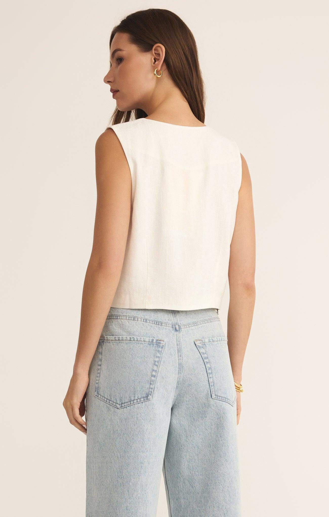 Marta Linen Vest-Outerwear-Happy on Main