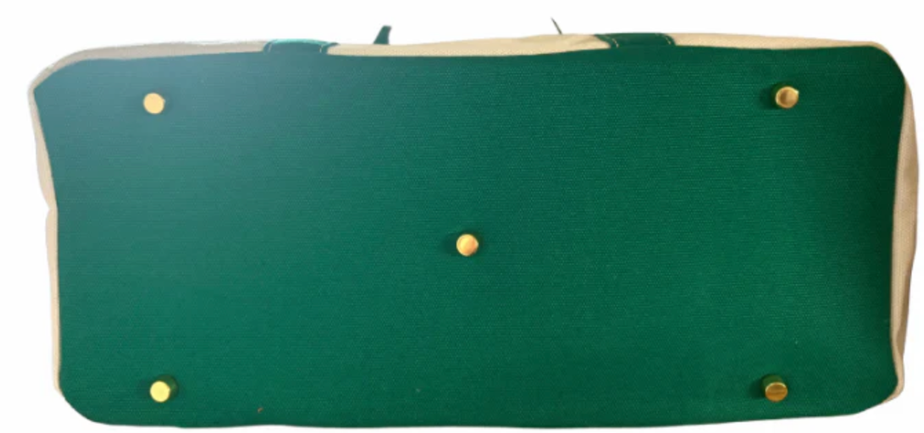 Canvas Tote Bag - Green Trim -Runway Athletics-Happy on Main