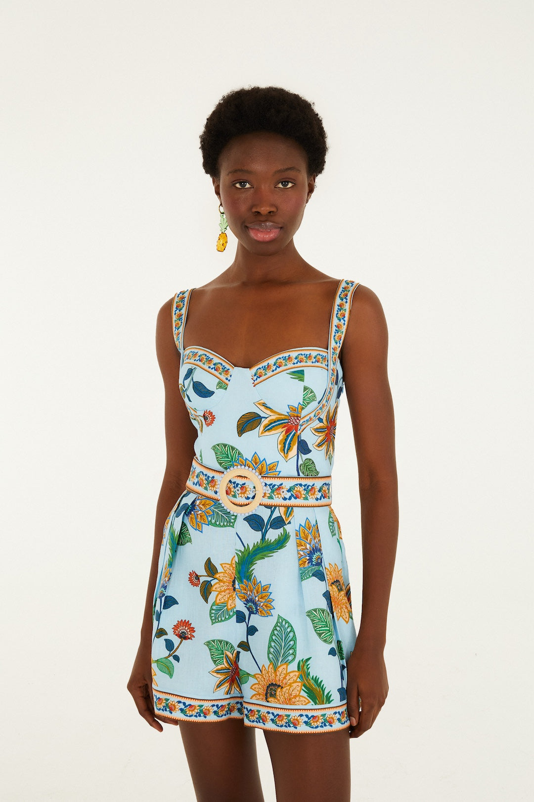 Floral Delhi Light Blue Romper-Farm Rio-Happy on Main