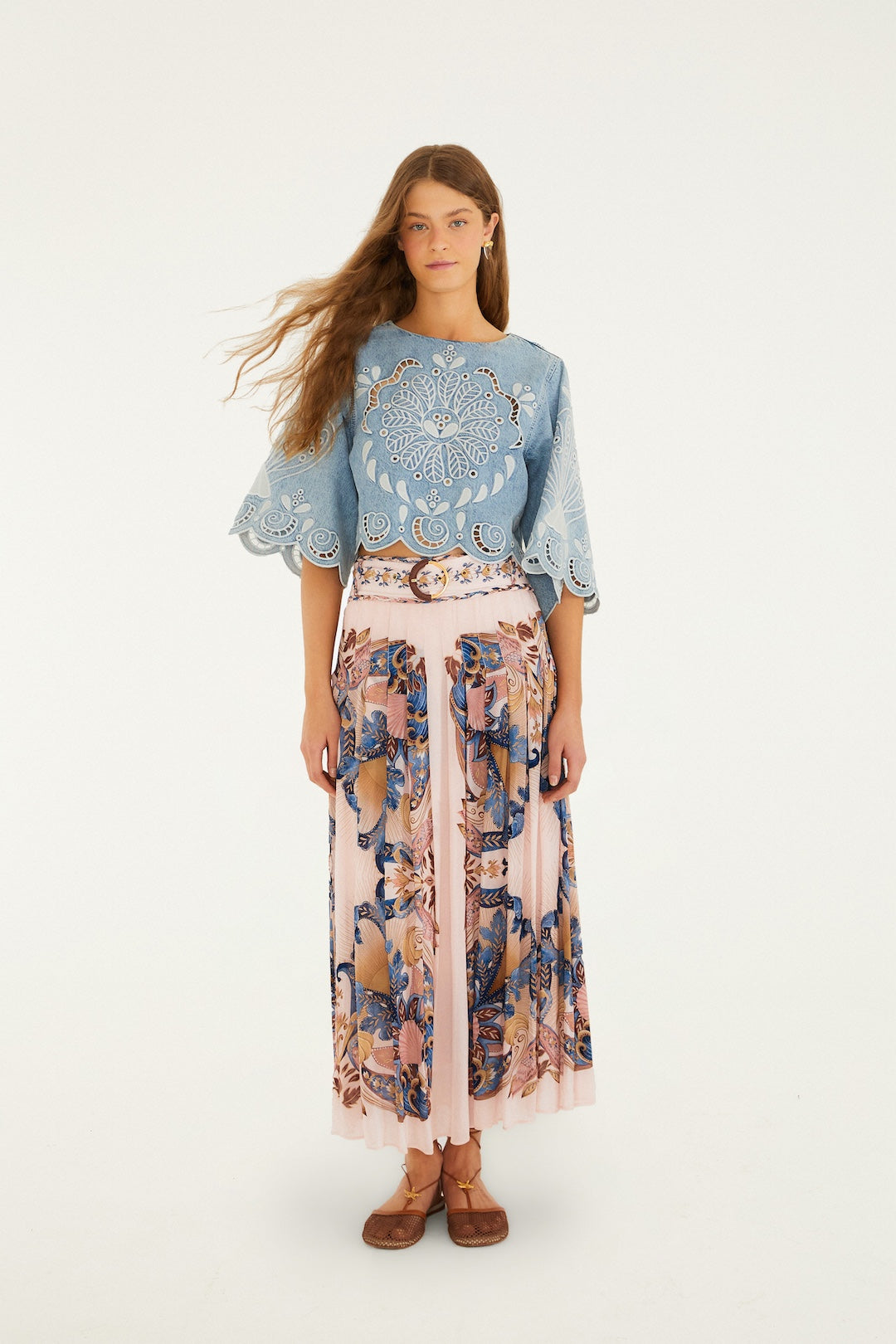 Sea Garden Scarf Soft Pink Maxi Skirt-Farm Rio-Happy on Main