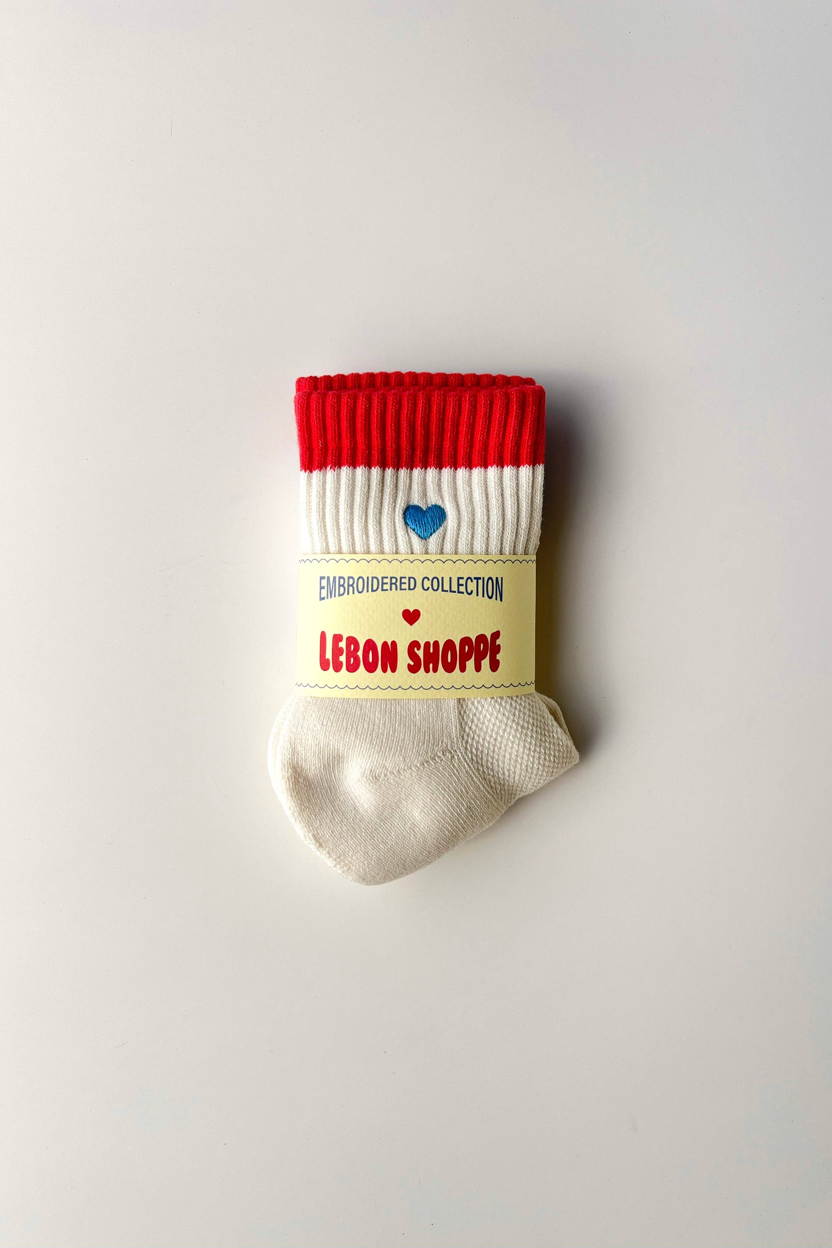 Embroidered Color Block Girlfriend Socks (wholesale)-Le Bon Shoppe-Happy on Main