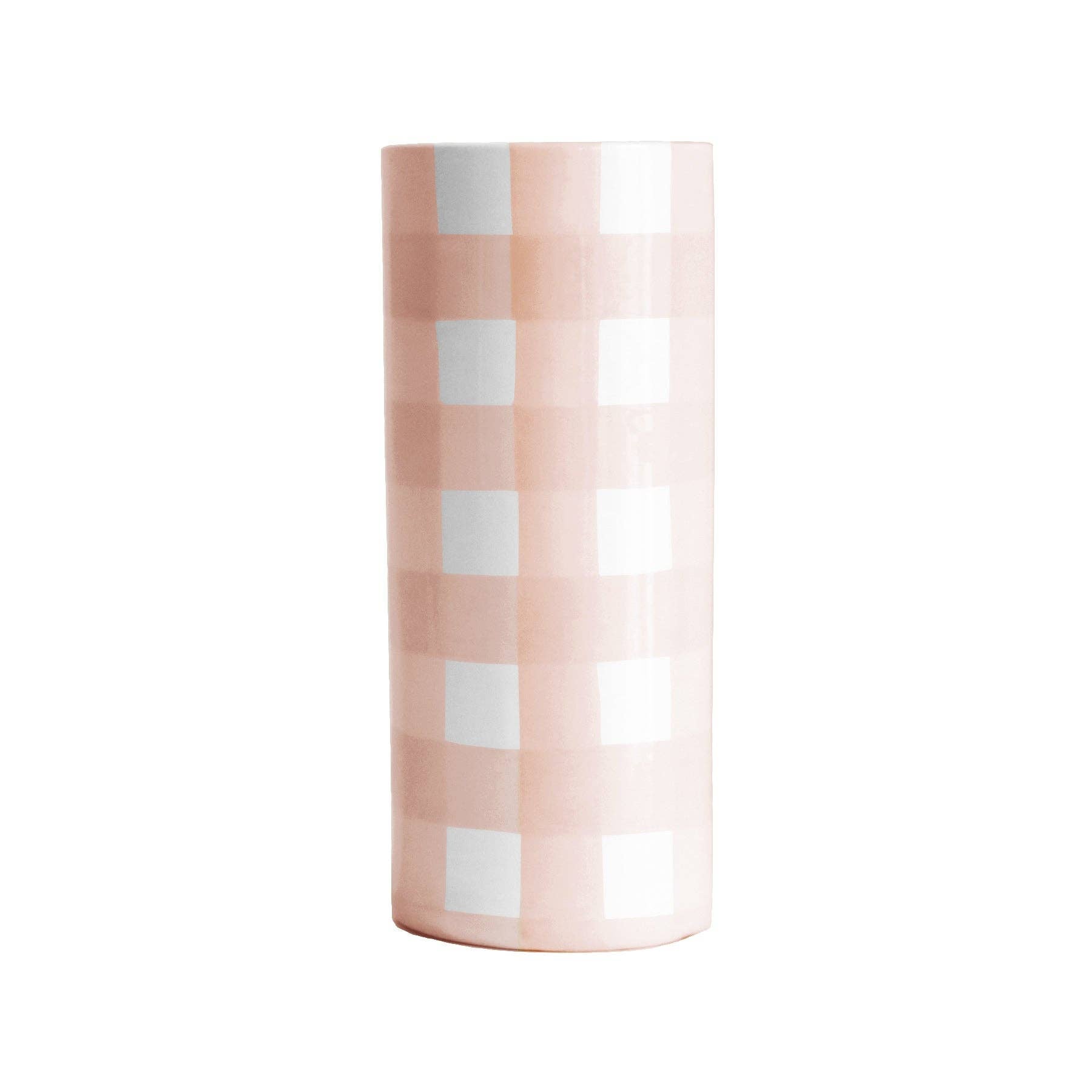 Gingham Column Vase-Home Decor-Happy on Main