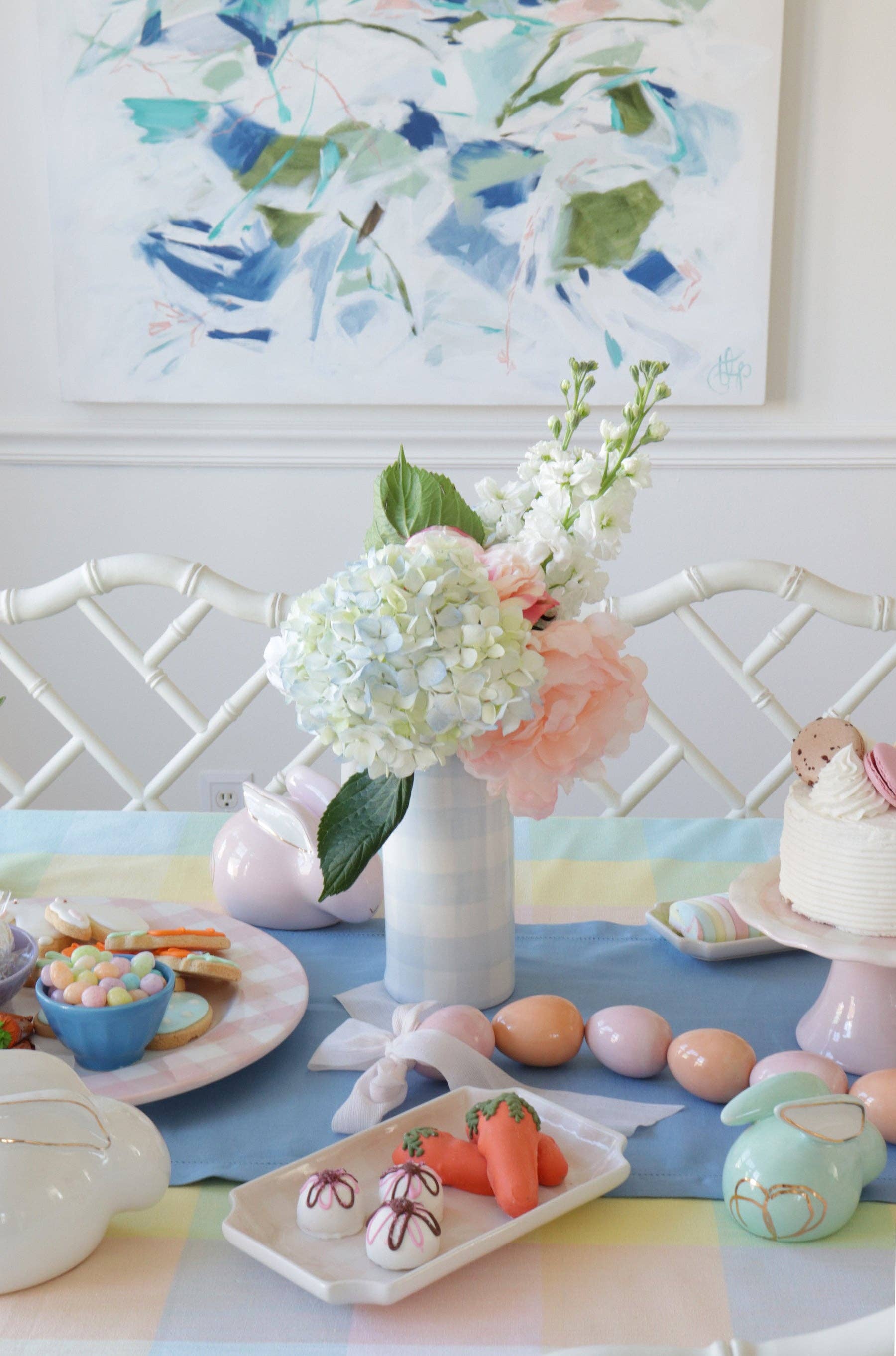 Gingham Column Vase-Home Decor-Happy on Main