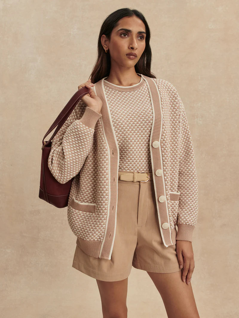 Tarran Stitch Knit Cardigan - Light Taupe-Varley-Happy on Main