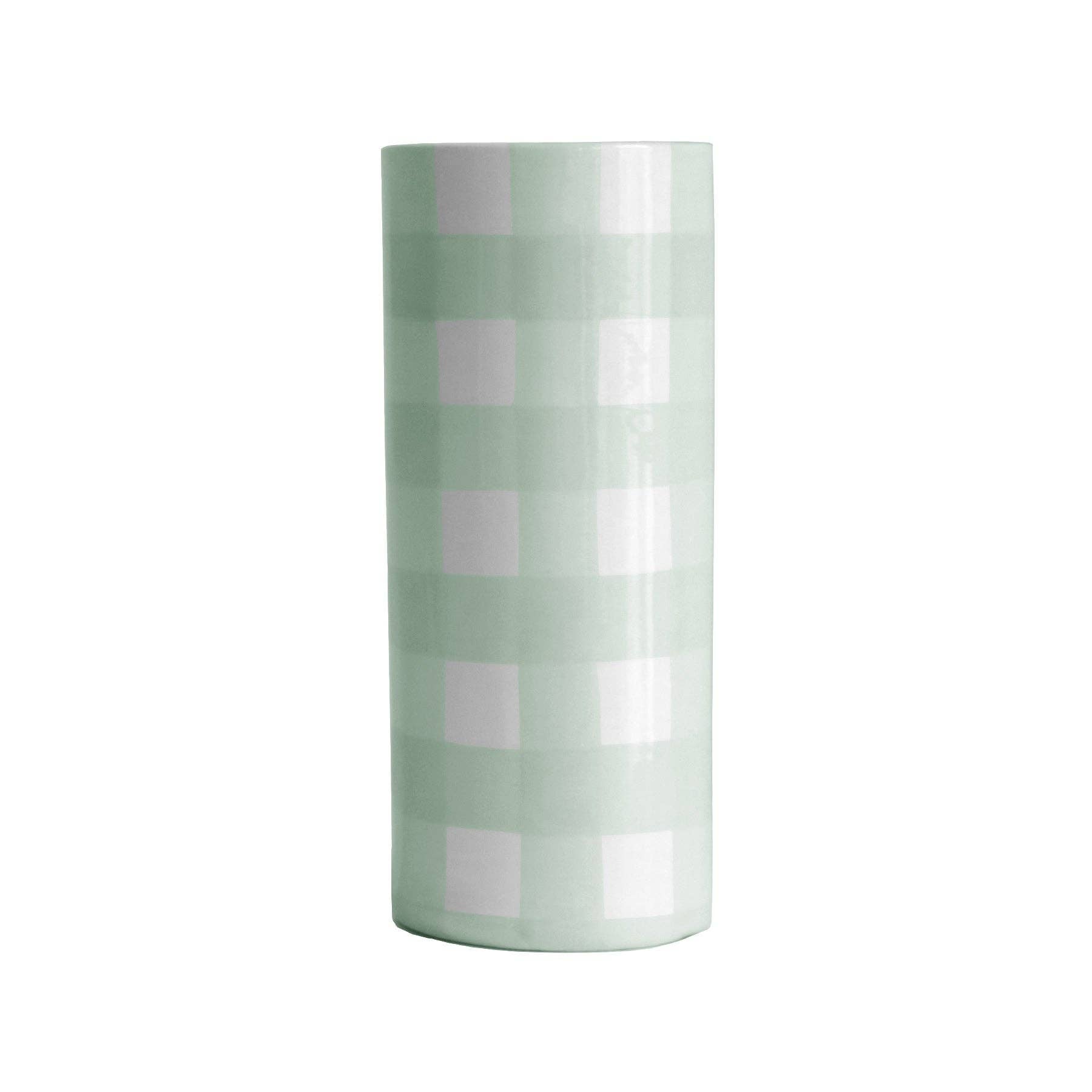Gingham Column Vase-Home Decor-Happy on Main