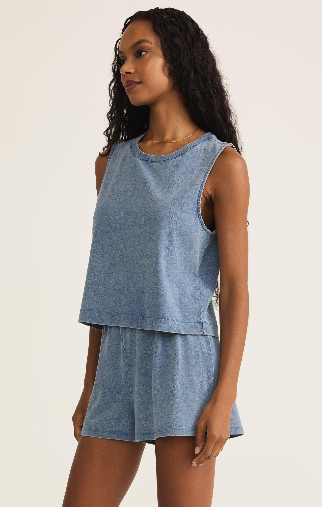 Sloane Jersey Denim Muscle-Basic Tanks + Tees-Happy on Main