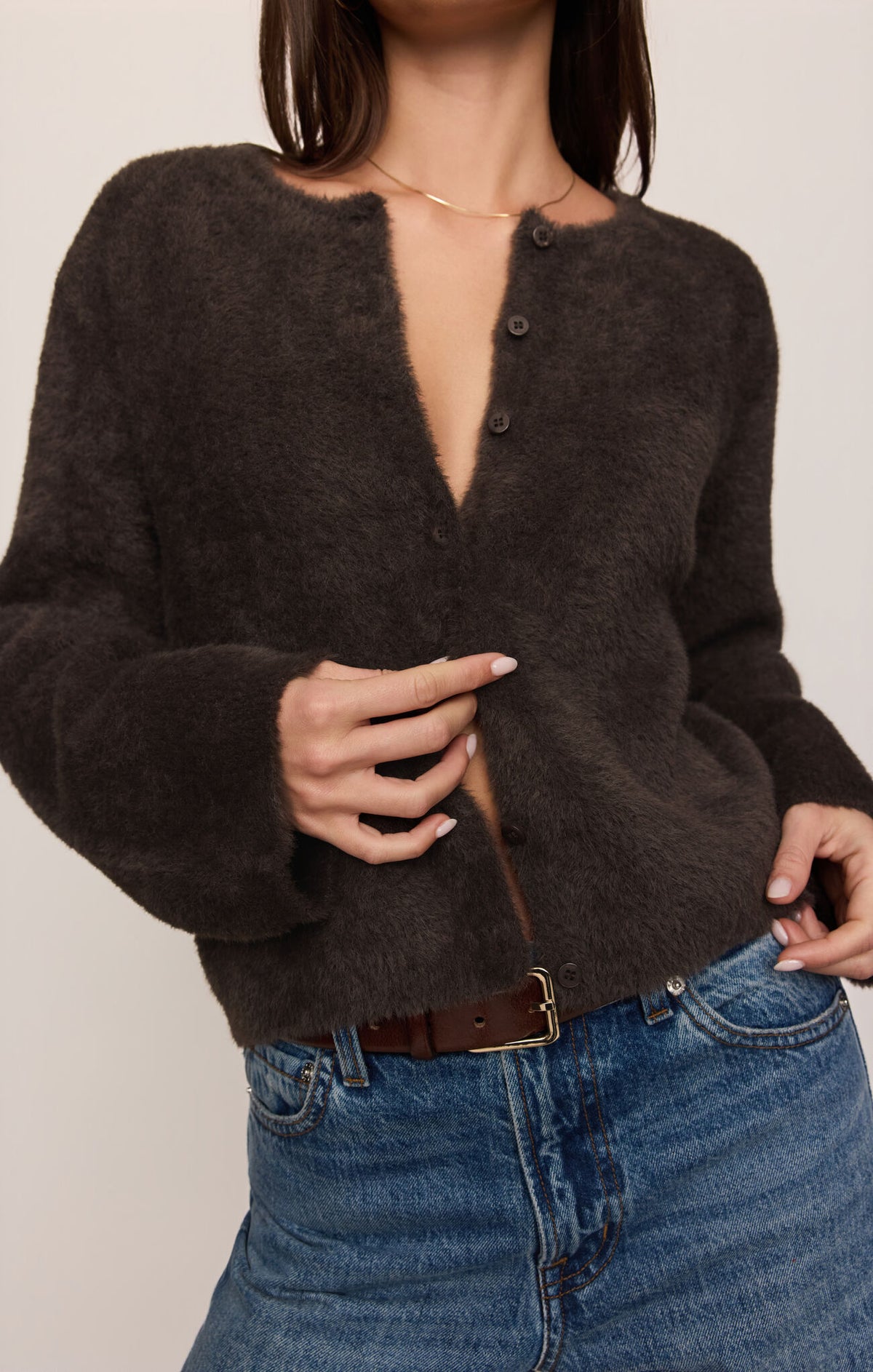 Winterglow Fluffy Cardigan - Cocoa Bean-Z Supply-Happy on Main