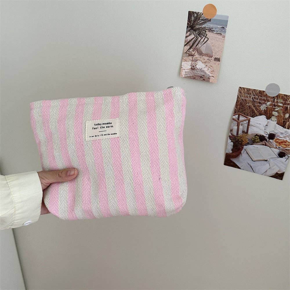 Striped Color Block Simple Make Up Bag DP25A565-Dipped Shop-Happy on Main