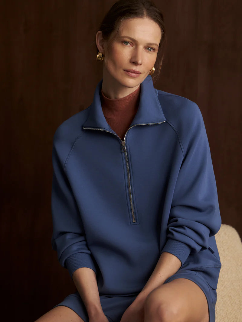 Selene Half Zip Sweat - Bijou Blue-Varley-Happy on Main