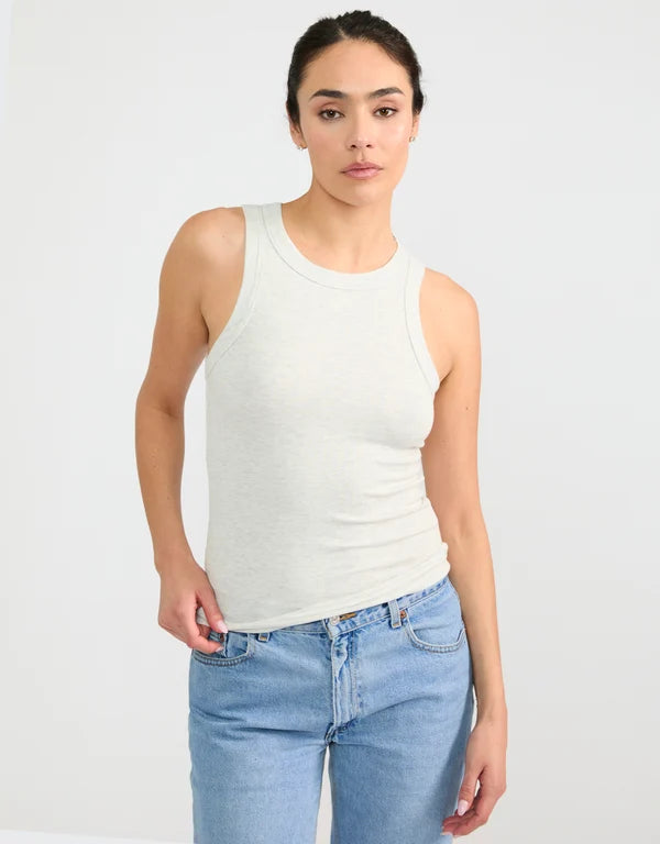 Knoxville Ribbed Tank - Heather Ash-Maison Wheat-Happy on Main
