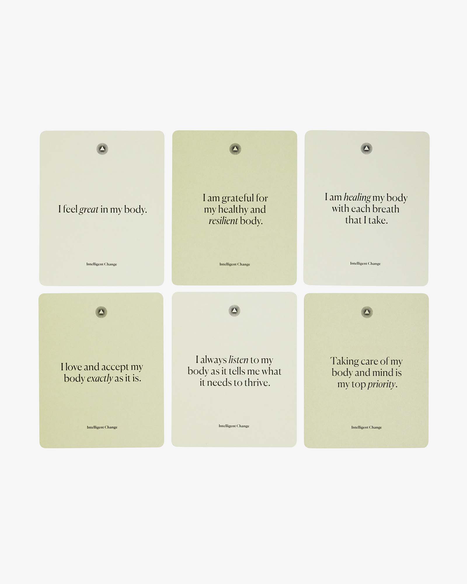 Mindful Affirmations Health & Wellbeing, Display Cards Gift-Intelligent Change-Happy on Main