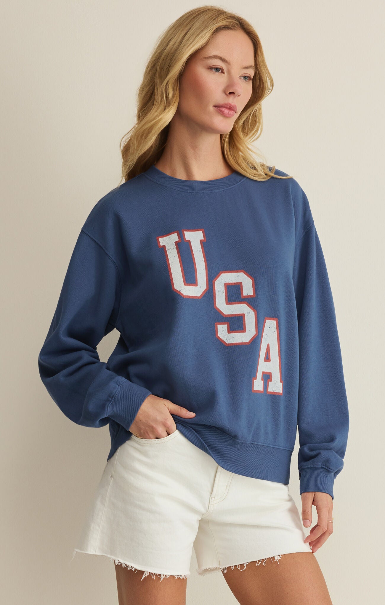Americana Boyfriend Sweatshirt - True Navy-Z Supply-Happy on Main