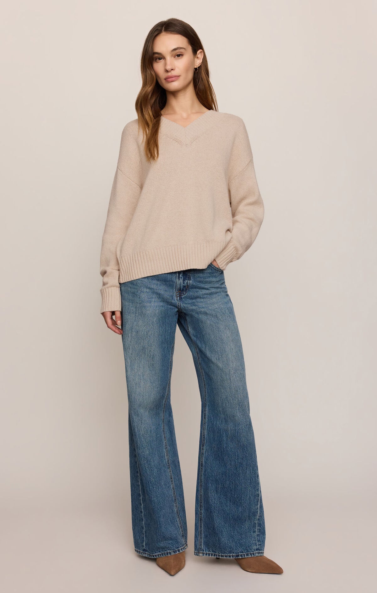 Cloud Spun V-Neck Sweater - Frosted Pearl-Z Supply-Happy on Main
