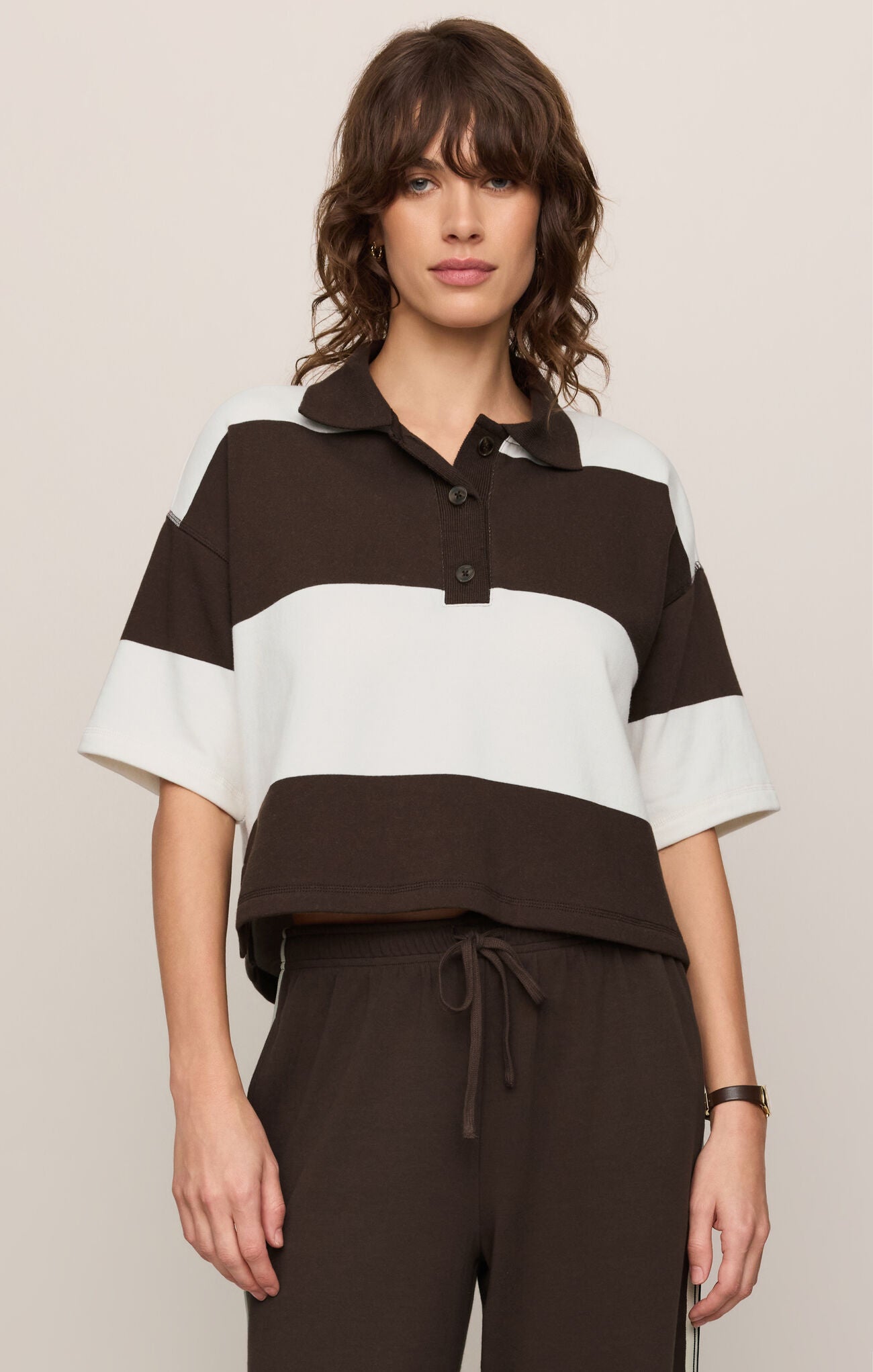 Mariner Polo Top - Dark Chocolate-Z Supply-Happy on Main