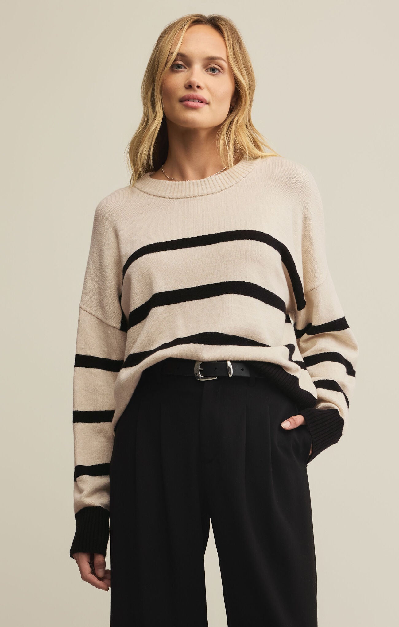 Jordane Striped Sweater-Core Sweaters-Happy on Main