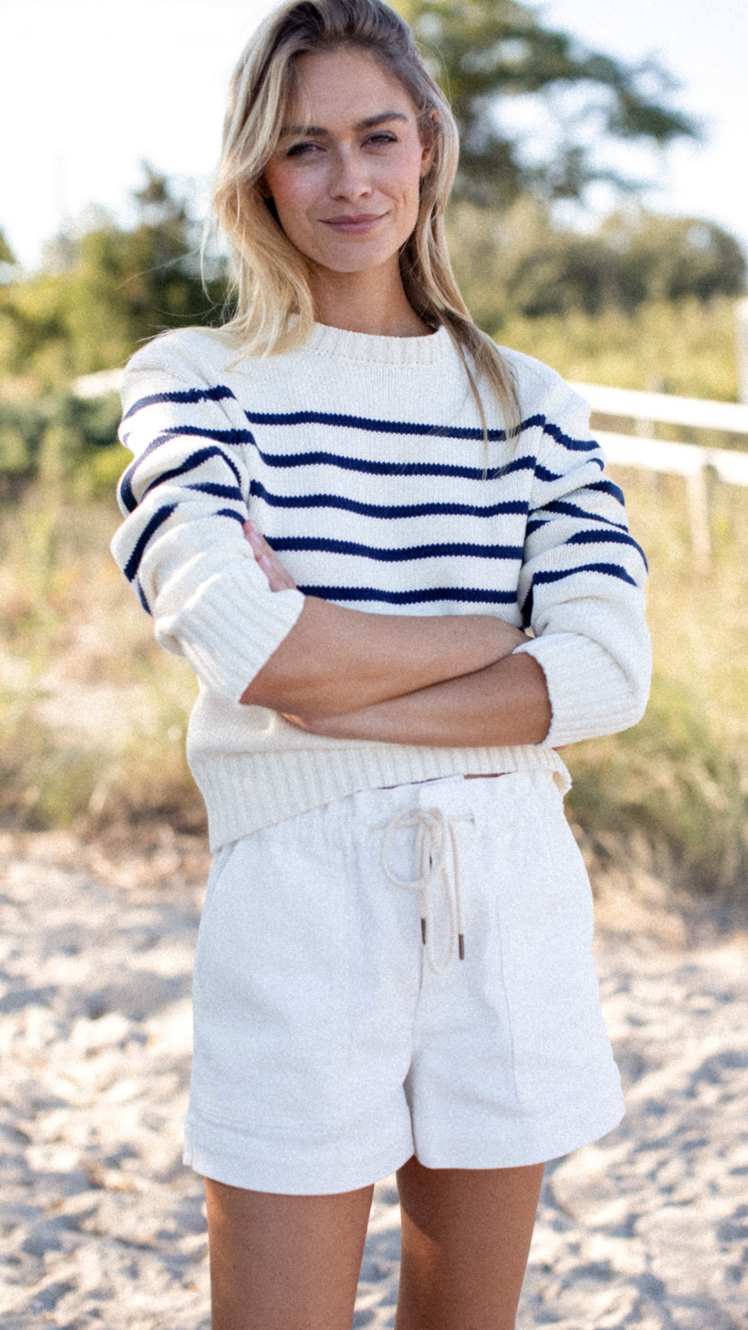 Lake Sweater - Ivory/Navy Stripe-Marea-Happy on Main