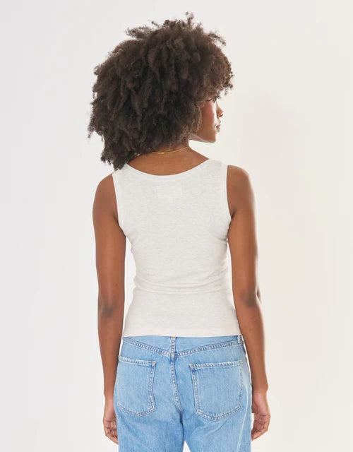 Franklin Square Neck Tank - Heather Ash-Maison Wheat-Happy on Main