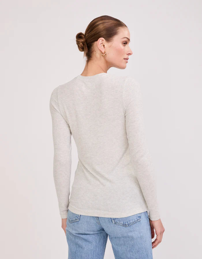 Helena Hatchi Rib Long Sleeve - Heather Ash-Maison Wheat-Happy on Main