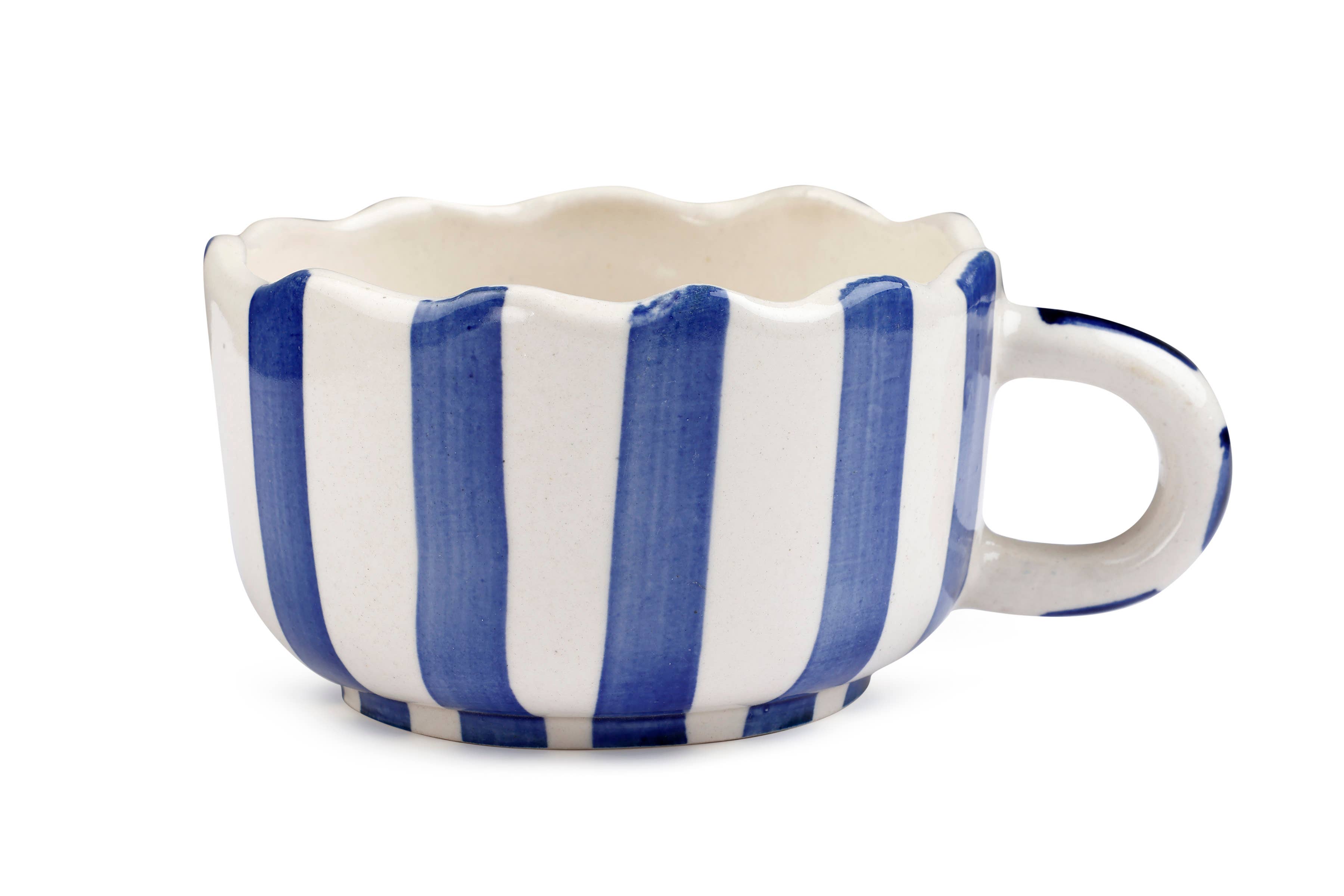 Ceramic Blue Cappuccino Cup, 2.9 x 3.9 Inches-Home Decor-Happy on Main