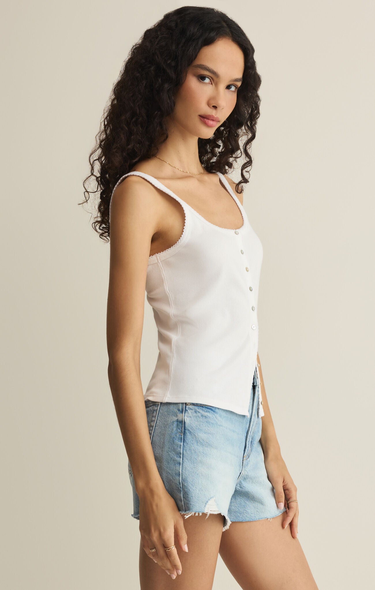 Niko Scallop Rib Tank Top - White-Z Supply-Happy on Main